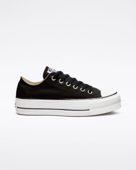 Sapatos Plataforma Converse Chuck Taylor All Star Lift Lona Cano Baixo Feminino Pretas Branco | PT X051P04